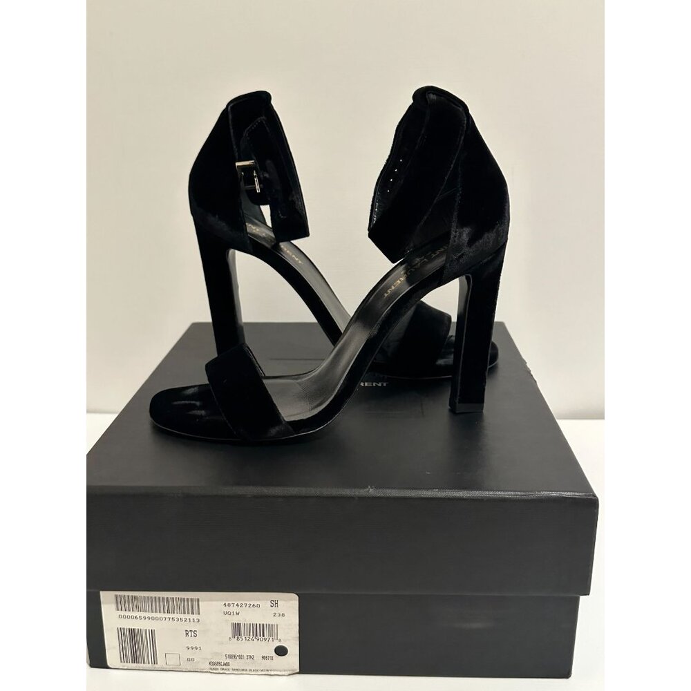 Saint Laurent Black Velvet Heels - Picture 2 of 8